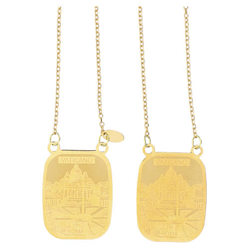 Escapulario oro amarillo 18kt Vaticano Virgen del Carmen y Sagrado Corazón de Jesús 5,4 gr 2