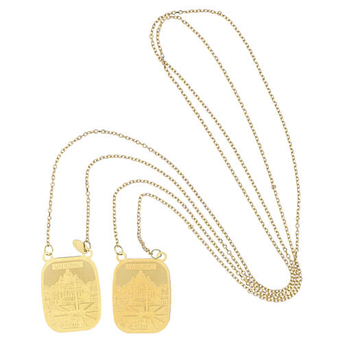 Yellow Gold Vatican Scapular Our Lady of Mount Carmel and Sacred Heart of Jesus 5.4g, 18 kt 6