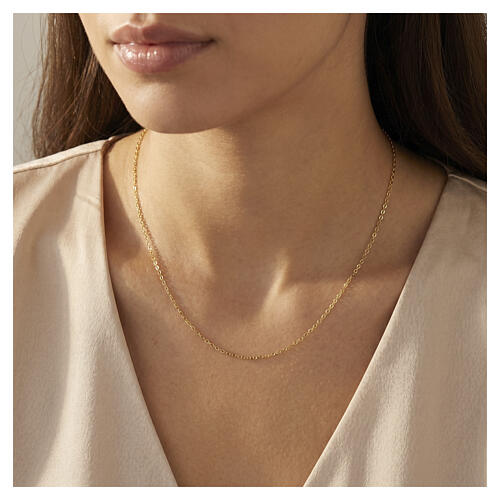 18 kt yellow gold flat-link cable chain, 16.5 in, 1.6 g 2