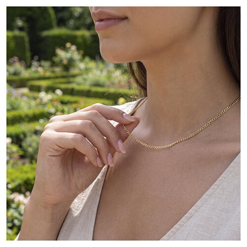Catena gourmette 45 cm in oro 18 kt taglio a diamante 2,75 gr 2