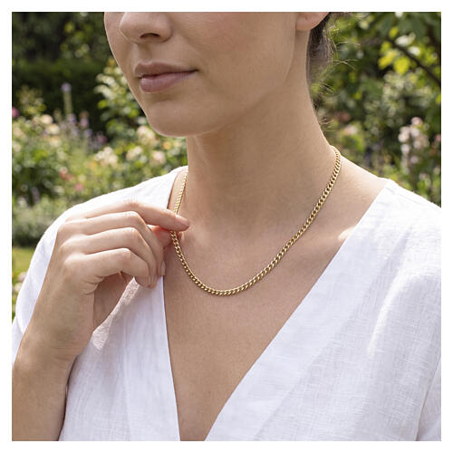Łańcuszek gourmette ze złota 750/00 (18 kt), 50 cm, diamentowany, 2,33 g 2