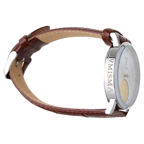 Orologio da polso nero medaglia di San Benedetto argento 925 dorato 4