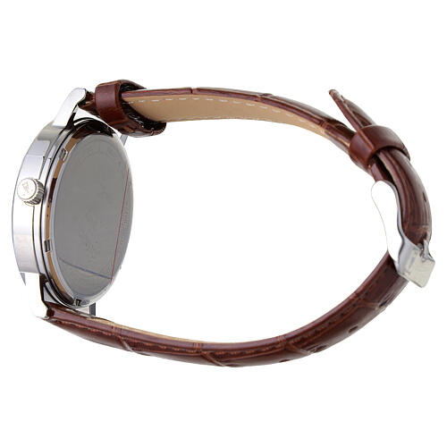 Orologio da polso nero medaglia di San Benedetto argento 925 dorato 6