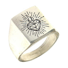 Signet ring with Sacred Heart, 925 silver, unisex, HOLYART Collection