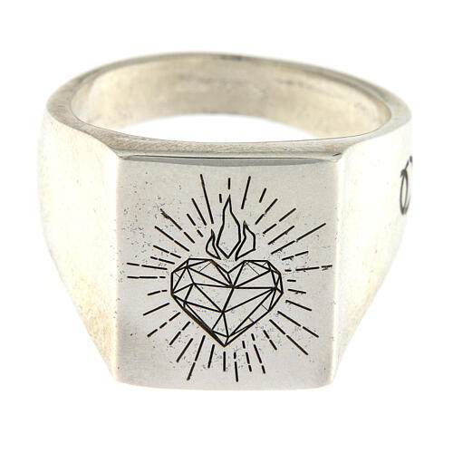 Signet ring with Sacred Heart, 925 silver, unisex, HOLYART Collection 3