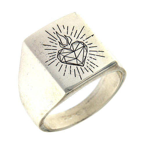 Sacred heart ring in 925 silver unisex HOLYART Collection 1