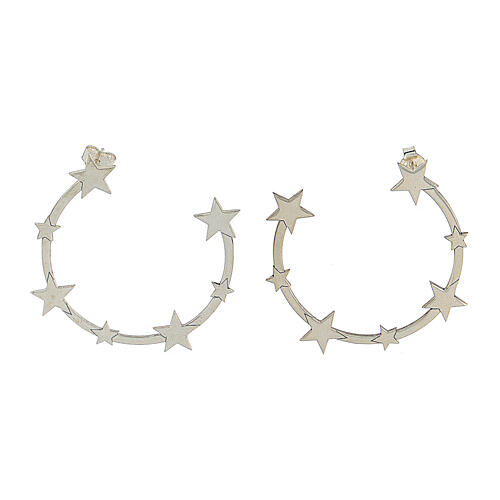 Semicircular earrings with stars, 925 silver, HOLYART collection 1