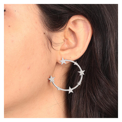 Pendientes plata 925 estrellas círculo colgantes HOLYART 2