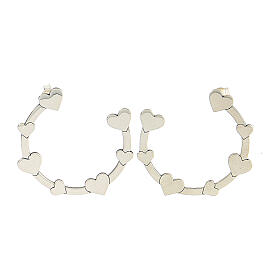 Semicircular earrings with hearts, 925 silver, HOLYART collection