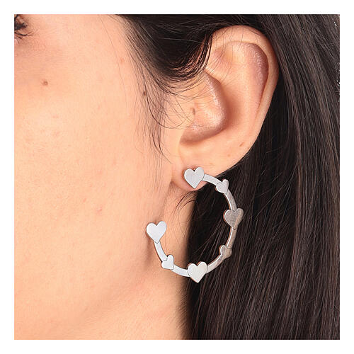 Semicircular earrings with hearts, 925 silver, HOLYART collection 2