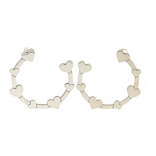 Orecchini pendenti argento 925 cerchio cuori HOLYART 1
