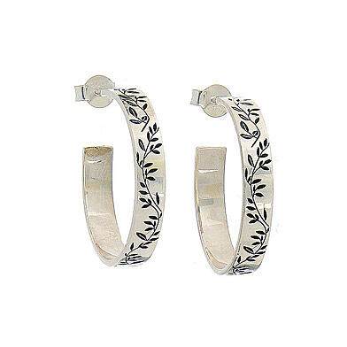 Orecchini argento 925 cerchio decoro ulivo HOLYART 3