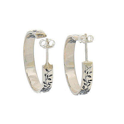Orecchini argento 925 cerchio decoro ulivo HOLYART 5