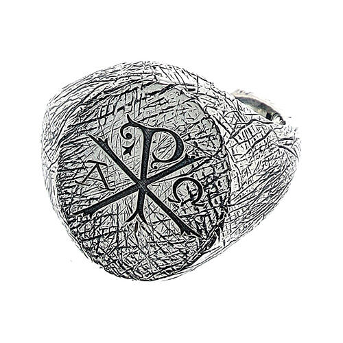 Adjustable ring with Alpha and Omega, 925 silver, HOLYART Collection 5