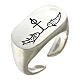 Ring with anchor and fishes in 925 silver adjustable, for men, HOLYART s1