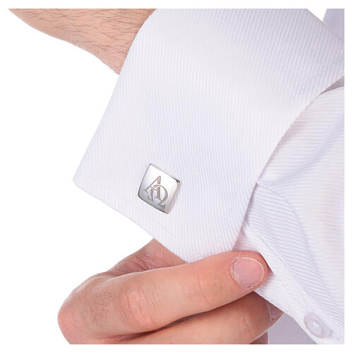 Square cufflinks, Alpha and Omega, 925 silver, HOLYART collection 4