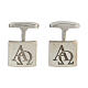 Square cufflinks, Alpha and Omega, 925 silver, HOLYART collection s1