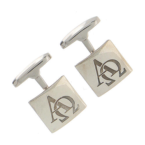 Gemelli argento 925 Alfa Omega quadrati HOLYART 3