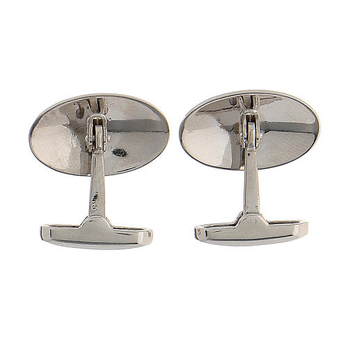 Oval cufflinks, fish engraving, 925 silver, HOLYART collection 5