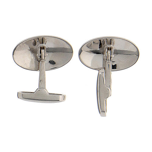 Oval cufflinks, fish engraving, 925 silver, HOLYART collection 6