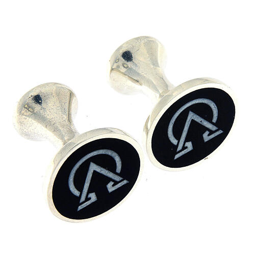 Gemelli argento 925 Alfa Omega rotondi HOLYART Collection 3