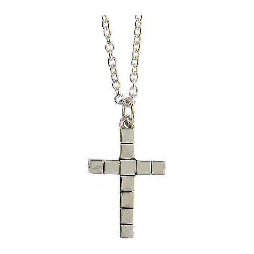 Necklace, cubed cross, 925 silver, HOLYART collection, unisex 1