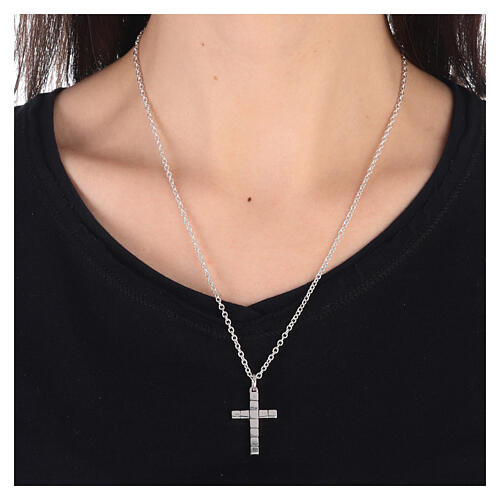 Necklace, cubed cross, 925 silver, HOLYART collection, unisex 2