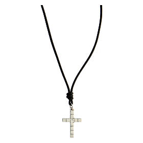 Rope necklace, 925 silver cubed cross HOLYART,unisex
