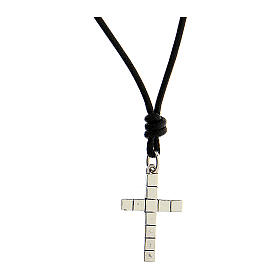 Rope necklace, 925 silver cubed cross HOLYART,unisex