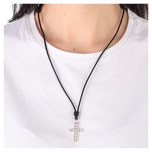 Rope necklace, 925 silver cubed cross HOLYART,unisex 2