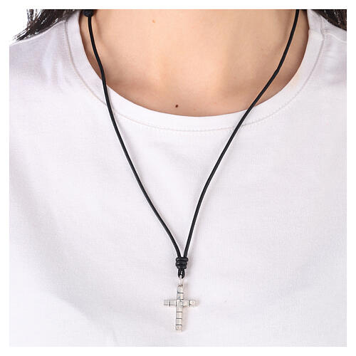 Rope necklace, 925 silver cubed cross HOLYART,unisex 2