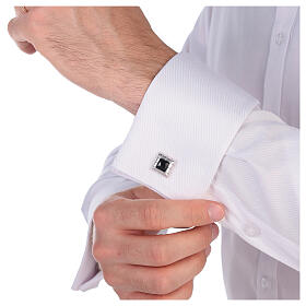 Square cufflinks, onyx, 925 silver, HOLYART collection