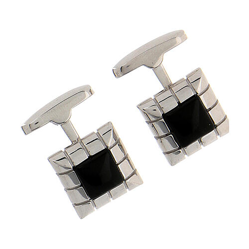 Square cufflinks, onyx, 925 silver, HOLYART collection 3