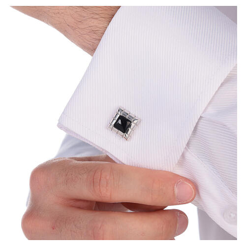 Square cufflinks, onyx, 925 silver, HOLYART collection 4