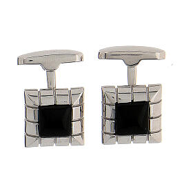 Square cufflinks onyx 925 silver HOLYART Collection