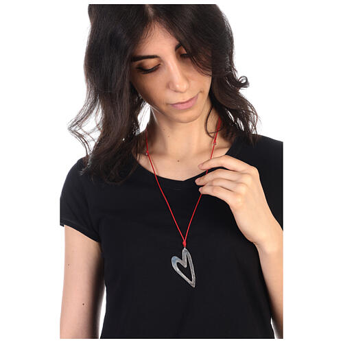 Rope necklace, 925 silver heart-shaped pendant, HOLYART 5