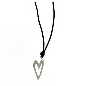 Necklace with heart-shaped pendant, 925 silver and rope, HOLYART