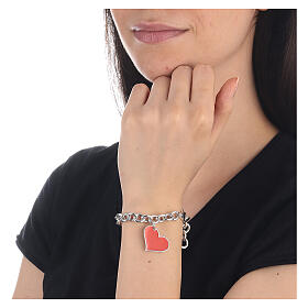 Bracelet with red enamelled heart, 925 silver, HOLYART collection