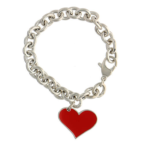 Bracelet with red enamelled heart, 925 silver, HOLYART collection 1