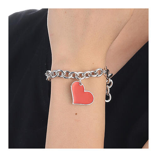 Bracelet with red enamelled heart, 925 silver, HOLYART collection 4