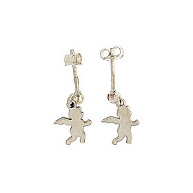 Stud earrings with angel-shaped pendant, 925 silver, HOLYART collection