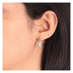 Stud earrings with angel-shaped pendant, 925 silver, HOLYART collection