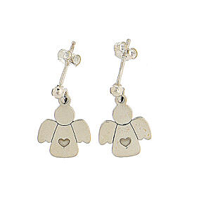 Stud earrings, angel with heart, 925 silver, HOLYART collection