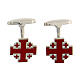 Botões de punho cruz de Jerusalém vermelha prata 925 coleção HOLYART s1