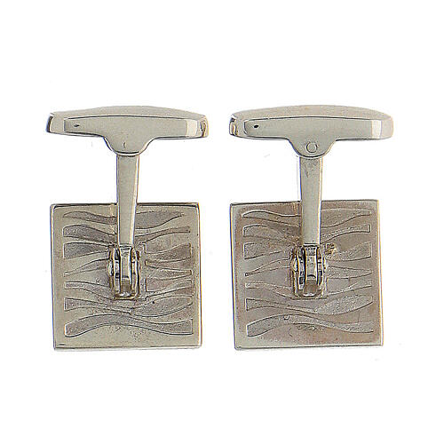 Square cufflinks, ear of wheat on black enamel, 925 silver, HOLYART collection 4