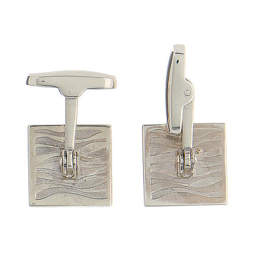 Square cufflinks, ear of wheat on black enamel, 925 silver, HOLYART collection 6