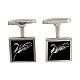 Square cufflinks, ear of wheat on black enamel, 925 silver, HOLYART collection s1