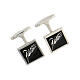 Square cufflinks, ear of wheat on black enamel, 925 silver, HOLYART collection s3