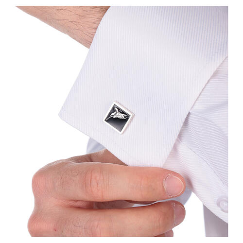 925 silver cufflinks wheat spike black square HOLYART Collection 5