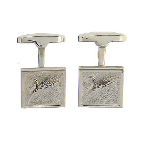 Square cufflinks, ear of wheat, 925 silver, HOLYART collection